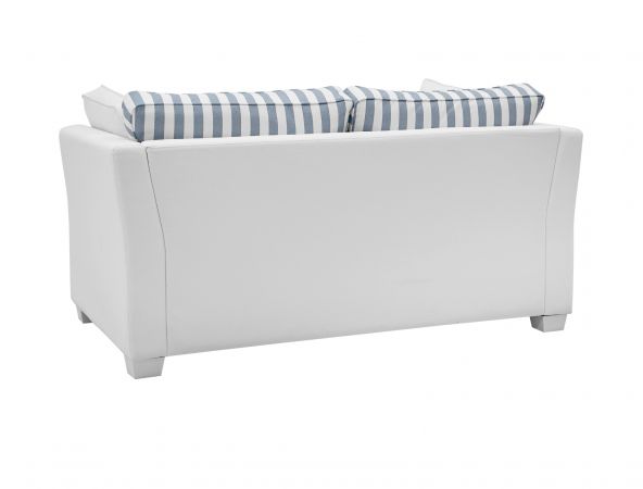 Sofa Hooge in creme und blau Landhaus Couch 2-Sitzer 160 cm inkl. 4 Kissen
