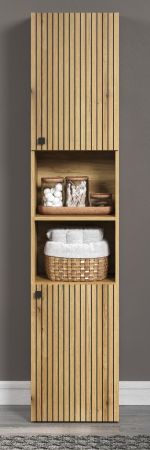 Badezimmer Hochschrank Feliz in Evoke Eiche, Badschrank 40 x 186 cm