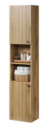 Badezimmer Hochschrank Feliz in Evoke Eiche, Badschrank 40 x 186 cm