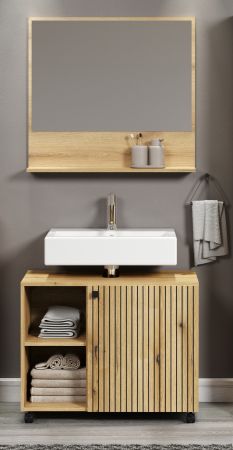 Badezimmer Spiegel Feliz in Evoke Eiche Badspiegel mit Ablage 80 cm