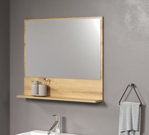 Badezimmer Spiegel Feliz in Evoke Eiche Badspiegel mit Ablage 80 cm