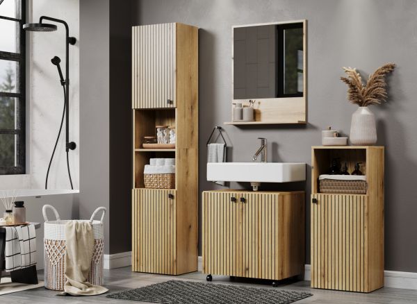 Badezimmer Kommode Feliz in Evoke Eiche Badschrank 40 x 95 cm