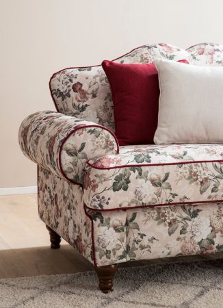 Sofa 3-Sitzer Elita in creme Landhaus Blumen Design Couch 200 cm