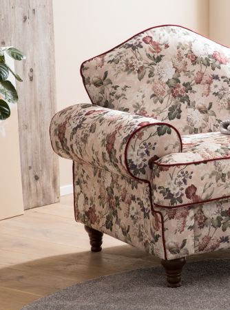 Sessel Elita in creme Landhaus Blumen Design Loungesessel 110 cm