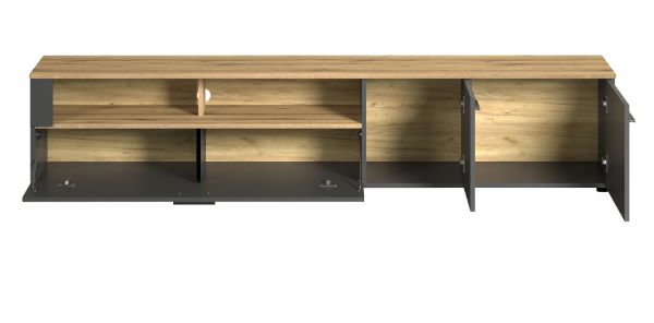TV-Lowboard Avila in grau und Evoke Eiche XL TV Unterteil 210 x 43 cm