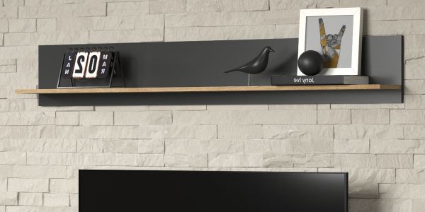 Wandboard Avila in grau und Evoke Eiche Wandregal 167 x 25 cm