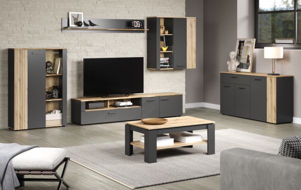 Sideboard Avila in grau und Evoke Eiche Kommode 150 cm