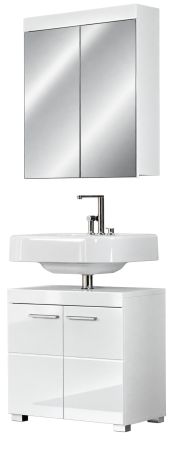 Badezimmer Badm�bel Set Adamo in wei� Hochglanz Badkombination 2-teilig 60 x 190 cm