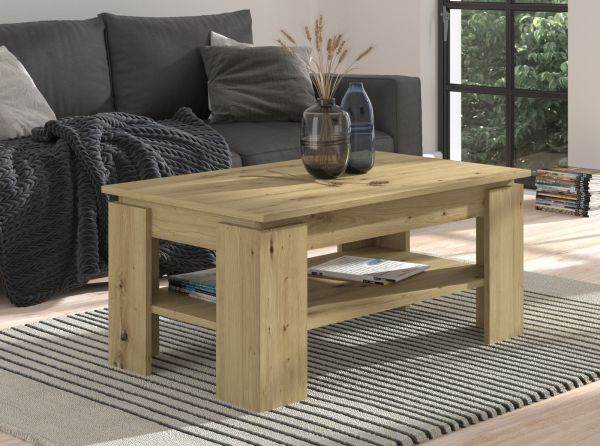 Couchtisch Selen in Artisan Eiche Beistelltisch mit Ablage 100 x 60 cm