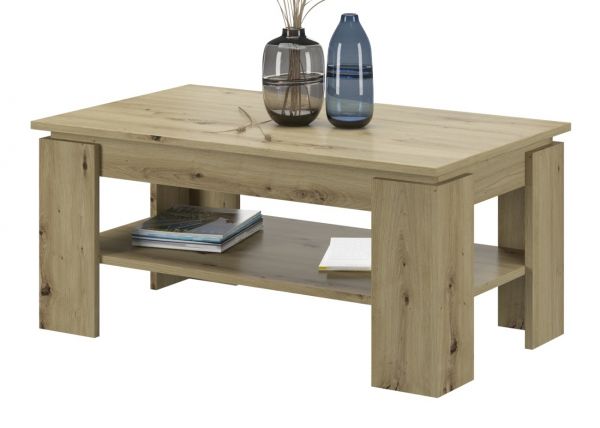 Couchtisch Selen in Artisan Eiche Beistelltisch mit Ablage 100 x 60 cm