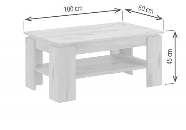 Couchtisch Selen in Artisan Eiche Beistelltisch mit Ablage 100 x 60 cm