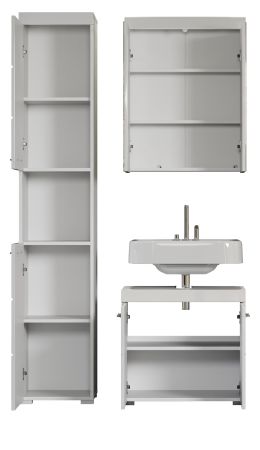 Badezimmer Badm�bel Set Adamo in wei� Hochglanz Badkombination 3-teilig 112 x 190 cm