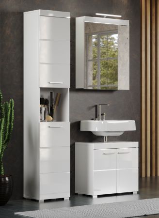 Badezimmer Badm�bel Set Adamo in wei� Hochglanz Badkombination 3-teilig 112 x 190 cm