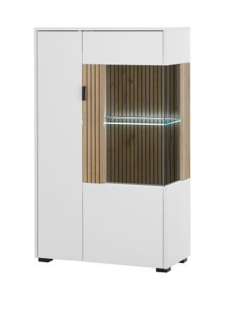 Vitrine Merced in wei� matt und Evoke Eiche Wohn- und Esszimmer Highboard 75 x 125 cm