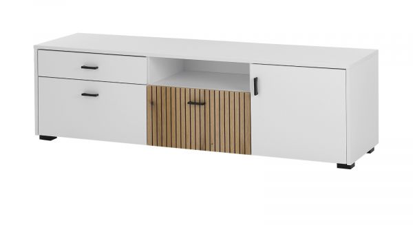 TV-Lowboard Merced in wei� matt und Evoke Eiche TV Unterteil 150 x 44 cm