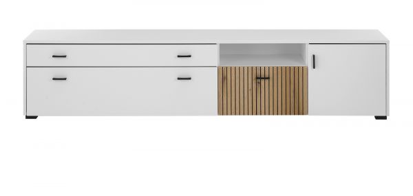 TV-Lowboard Merced in wei� matt und Evoke Eiche TV Unterteil 200 x 44 cm