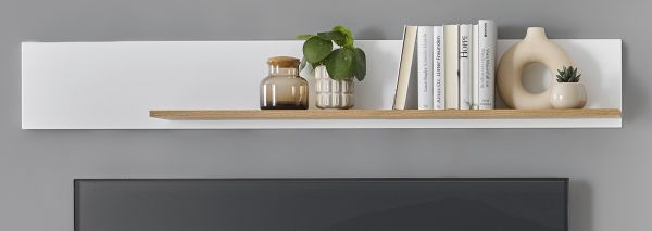Wandboard Merced in wei� matt und Evoke Eiche Wohn- und Esszimmer Wandregal 150 cm