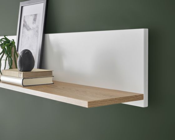 Wandboard Merced in wei� matt und Evoke Eiche Wohn- und Esszimmer Wandregal 150 cm