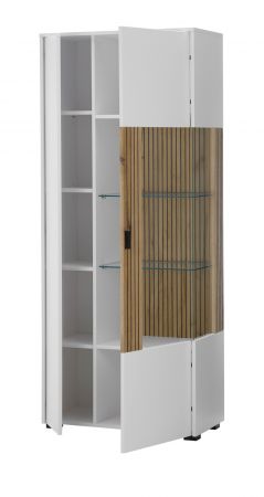 Wohnwand Merced in wei� matt und Evoke Eiche Wohnkombination 3-teilig 285 x 180 cm
