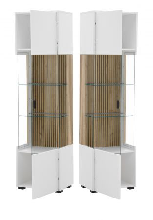 Wohnwand Merced in wei� matt und Evoke Eiche Wohnkombination 3-teilig 258 x 180 cm