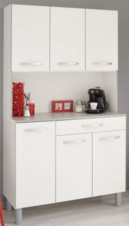 Parisot K�chenschrank Skoon in wei� und grau K�che Buffet und Mehrzweckschrank 101 x 185 cm