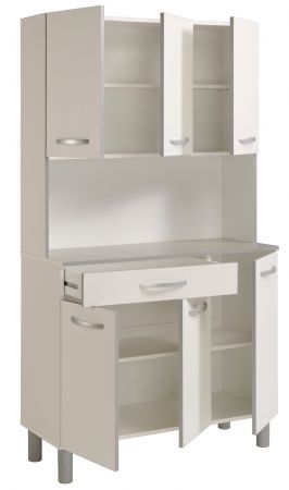 Parisot K�chenschrank Skoon in wei� und grau K�che Buffet und Mehrzweckschrank 101 x 185 cm