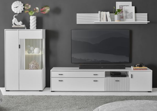 Vitrine Merced in wei� matt Wohn- und Esszimmer Highboard 75 x 125 cm