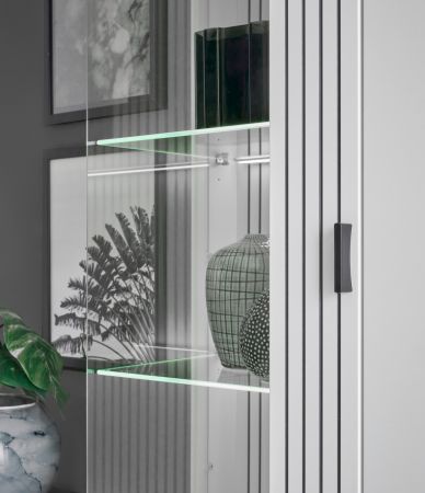 Vitrine Merced in wei� matt Wohn- und Esszimmer Vitrinenschrank 75 x 180 cm
