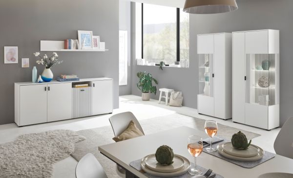 Vitrine Merced in wei� matt Wohn- und Esszimmer Vitrinenschrank 75 x 180 cm