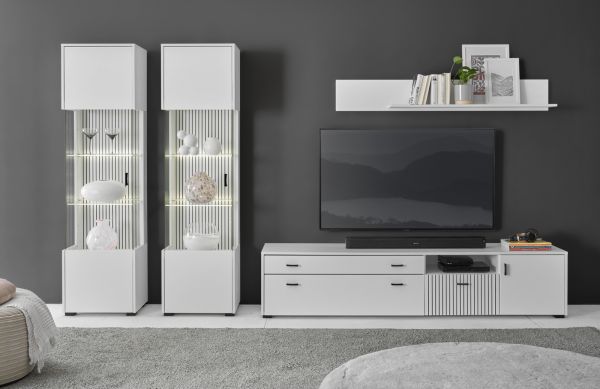 Wandboard Merced in wei� matt Eiche Wohn- und Esszimmer Wandregal 150 cm