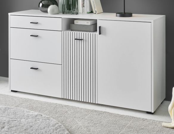 Sideboard Merced in wei� matt, Kommode 150 x 80 cm mit Soft-Close