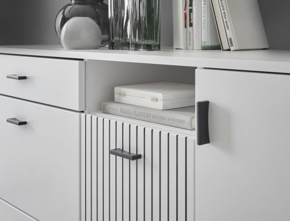 Sideboard Merced in wei� matt, Kommode 150 x 80 cm mit Soft-Close