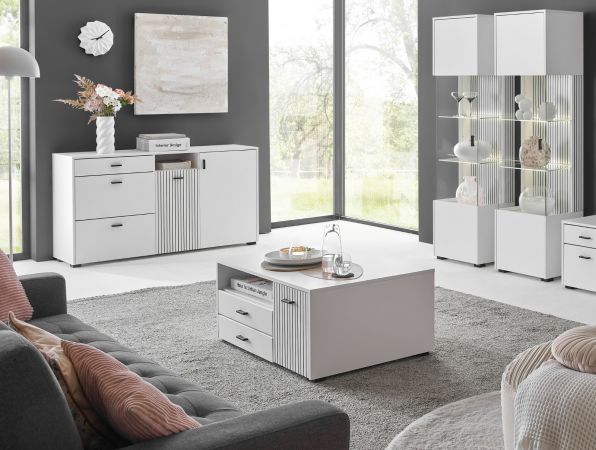 Sideboard Merced in wei� matt, Kommode 150 x 80 cm mit Soft-Close