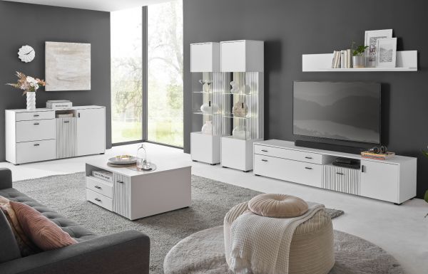 Sideboard Merced in wei� matt, Kommode 150 x 80 cm mit Soft-Close