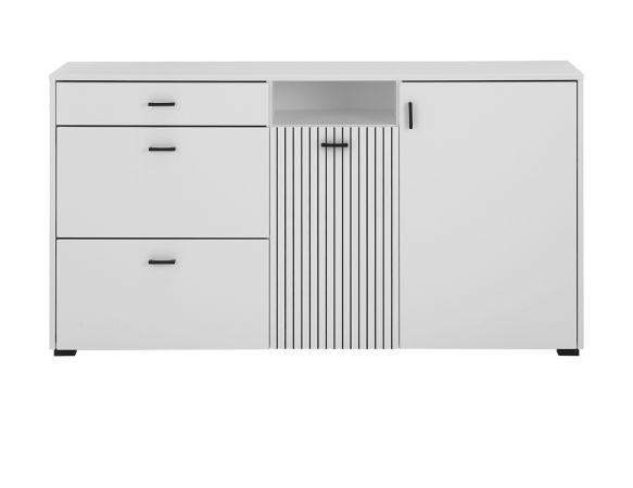 Sideboard Merced in wei� matt, Kommode 150 x 80 cm mit Soft-Close