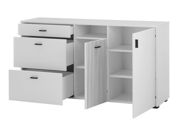 Sideboard Merced in wei� matt, Kommode 150 x 80 cm mit Soft-Close