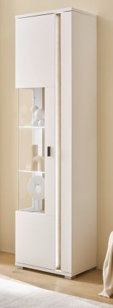 Vitrine Bellport in wei� matt und Wotan Eiche Vitrinenschrank inklusive Frontbeleuchtung 55 x 200 cm