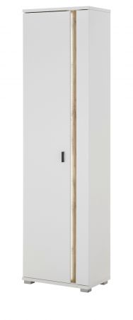 Stauraumschrank Bellport in wei� matt und Wotan Eiche Mehrzweckschrank inklusive Frontbeleuchtung 55 x 200