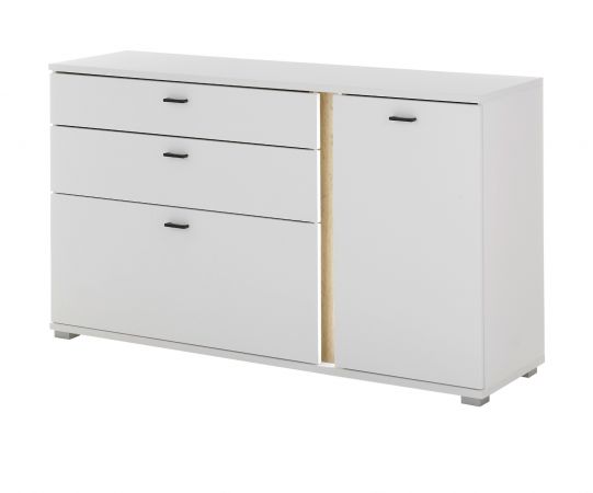 Sideboard Bellport in wei� matt und Wotan Eiche Kommode inklusive Frontbeleuchtung 150 cm