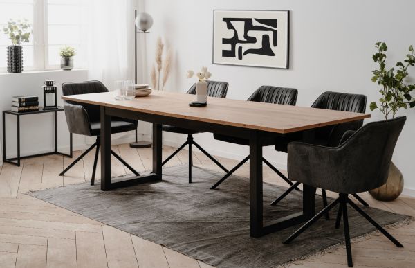 Esstisch Malta in Artisan Eiche und Anthrazit im Industrial Look 200 / 240 x 90 cm ausziehbar