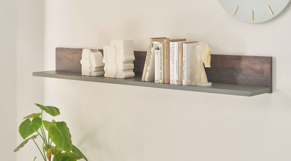 Wandboard Piano in Thermo Eiche und grau Wandregal 152 cm