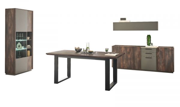 Esszimmer Set Piano in Thermo Eiche und grau Speisezimmer 4-teilig mit Soft-Close
