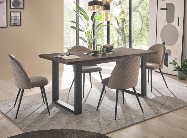 Esszimmer Set Piano in Thermo Eiche und grau Speisezimmer 4-teilig mit Soft-Close