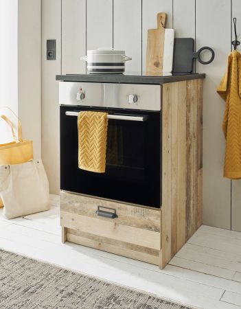 K�che Stove in Used Wood hell und anthrazit K�chenschrank Set 4-teilig 196 x 180 cm
