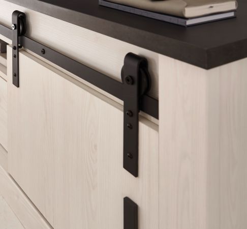 K�che Stove in wei� Pinie und anthrazit Landhaus K�chenschrank Set 4-teilig 264 x 200 cm