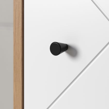 Badezimmer Kommode Linea in wei� matt Lack und Artisan Eiche Badschrank 36 x 79 cm