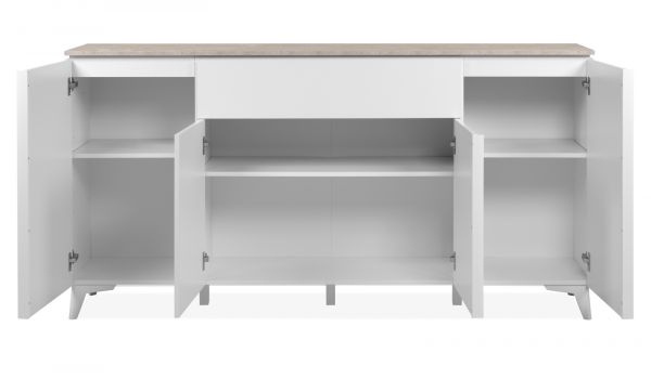 Sideboard Visby in wei� und Sandstein Wohn- und Esszimmer Kommode 177 x 92 cm