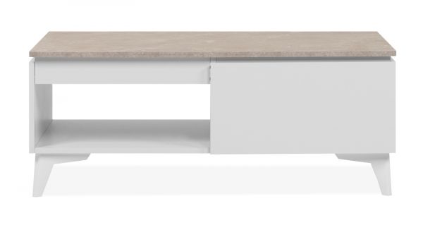 Couchtisch Visby in wei� und Sandstein Beistelltisch 100 x 55 cm