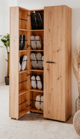 Schuhschrank Logu in Artisan Eiche 74 x 182 cm, aufklappbar f�r 30 Paar Schuhe