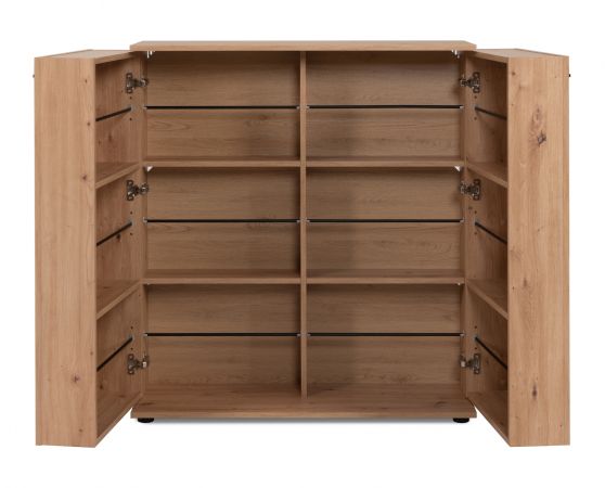 Schuhschrank Logu in Artisan Eiche 100 x 110 cm, aufklappbar f�r 24 Paar Schuhe